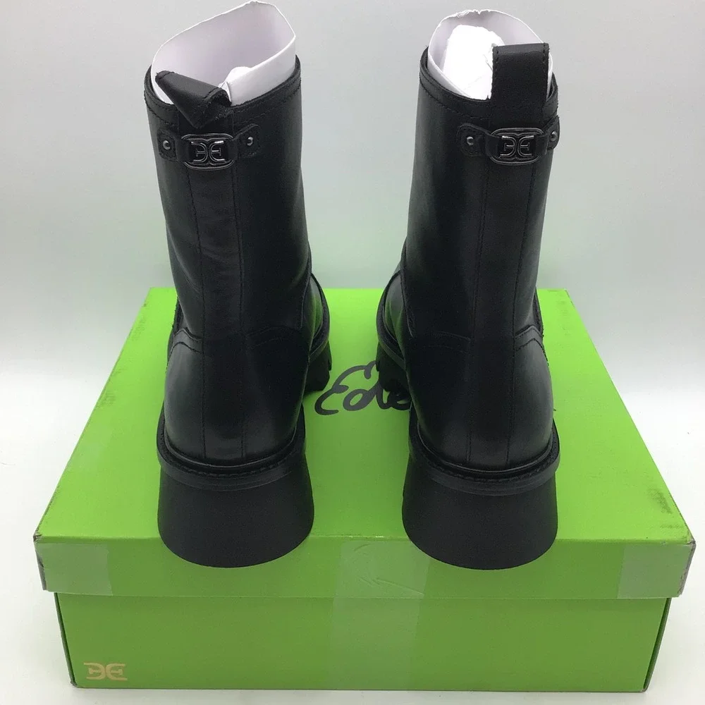 Sam Edelman Cooper Black Leather Front Zip Lug Sole Boots Womens Size 10 M NEW - Picture 5 of 7